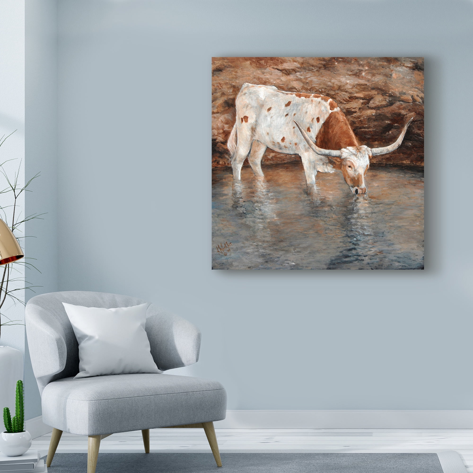 Trademark Fine Art 'All by Myself Cows' Canvas Art by Kathy Winkler