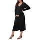 thumbnail image 4 of INSPIRE CHIC Vestidos de Maternidad para Mujeres con Botones Plisados de Punto de Manga Larga para Sesiones de Fotos Embarazo Vestido Maxi L Negro, 4 of 6