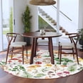 thumbnail image 4 of Round Area Rug 5 Ft, Mushrooms Ferns Washable Non-Slip Circle Carpet for Living Room/Bedroom, Watercolor Forest Floral Botanical Spring Low-Profile Runner Mats Collection Rugs for Indoor, 4 of 7