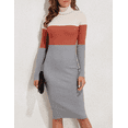 thumbnail image 5 of PrettyGuide Women's Turtleneck Sweater Dress Long Sleeve Ribbed Knit Stretch Midi Bodycon Dresses, 5 of 7