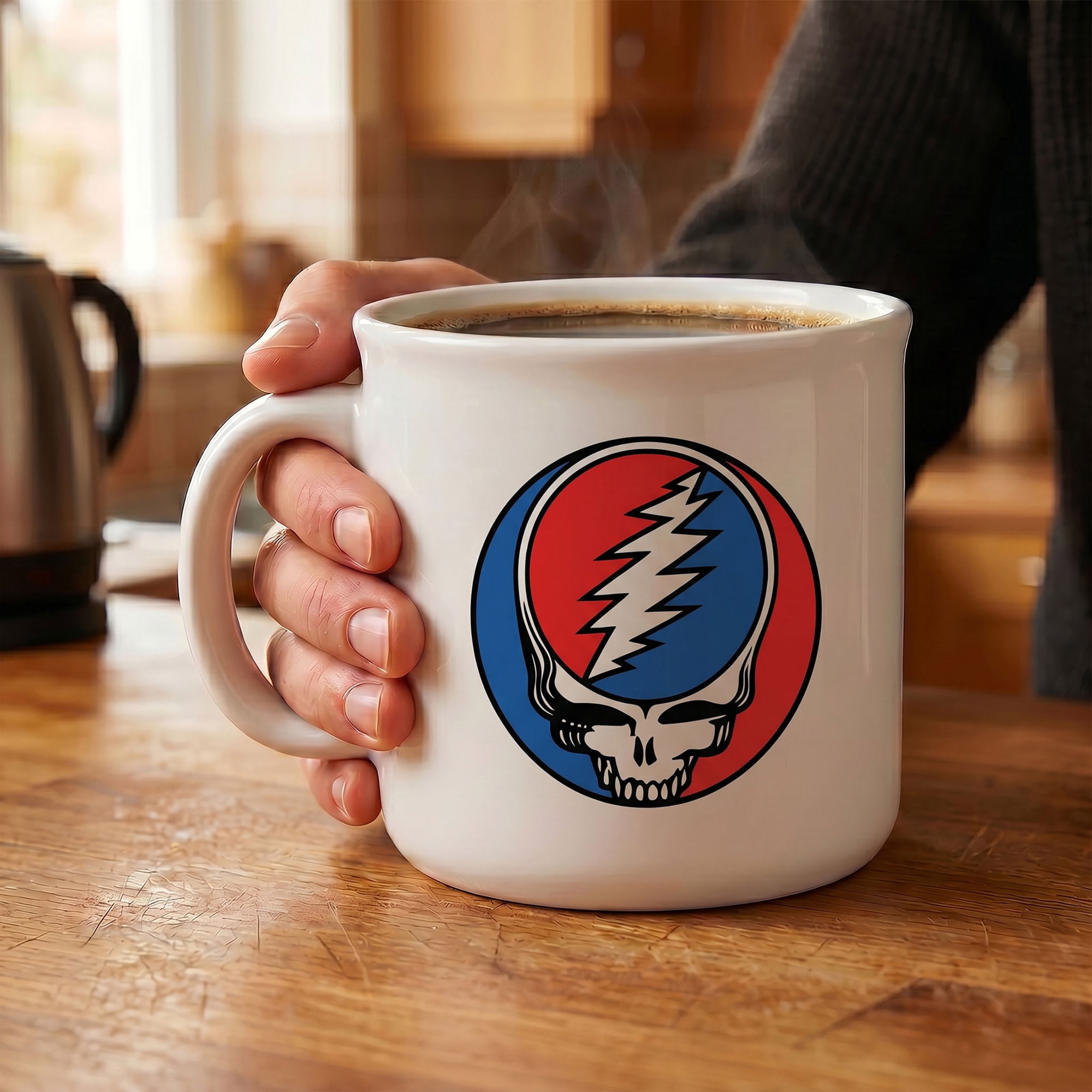 Pyramid America: Grateful Dead Skull Logo - 20oz Ceramic Camper Mug - Coffee & Tea Cup, Microwave-Dishwasher Safe, Rock Band Fan Collectible, Licensed