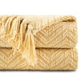 thumbnail image 3 of Yellow Throw Blanket,Gold Blanket with Tassels,Spring Summer Throws for Chair,Bed,Sofa,50"x60", 3 of 9