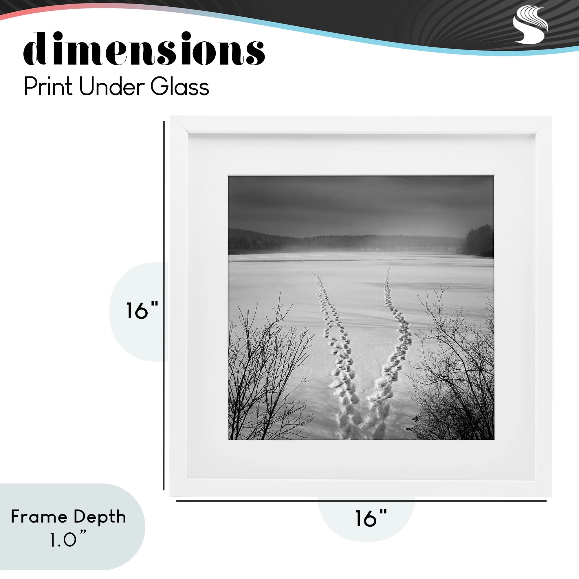 Stupell Industries Snowstep Tracks Across Frozen Lakes White Framed Print Under Glass, design by Chip Forelli