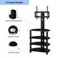 thumbnail image 3 of Floor TV Stand, 4 Tiers Adjustable TV Bracket, Tempered Glass & Metal Frame TV Stand, Black, 3 of 6