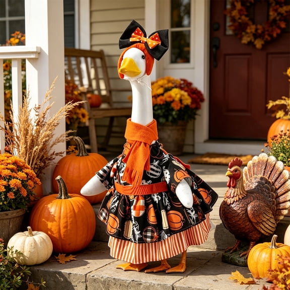 GFHFHITJ Halloween Goose Clothes, Porch Goose Clothes Decoration for 23 Inch Lawn Goose Accessories Garden Fall Holiday Outdoor Decor