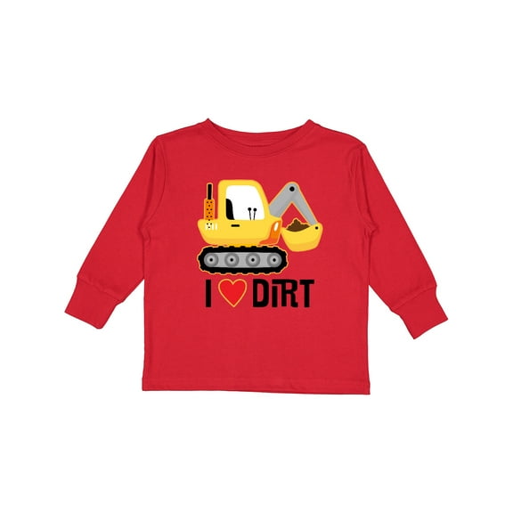 Inktastic Construction Truck I Love Dirt Boys or Girls Long Sleeve Toddler T-Shirt