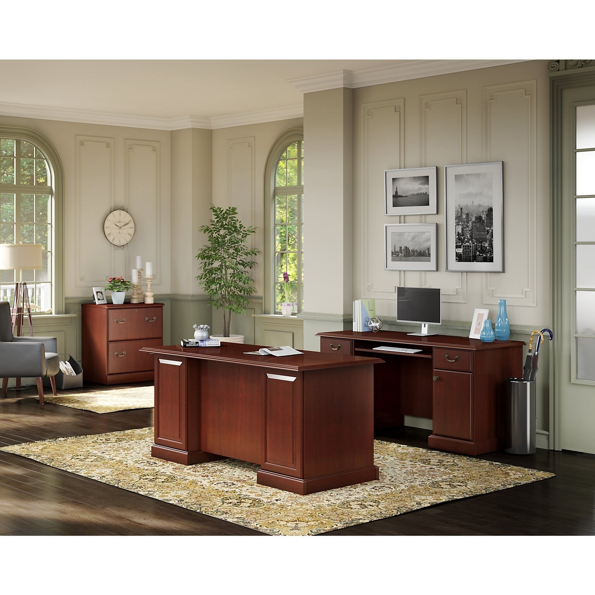 Kathy Ireland Home By Bush Furniture Bennington Desk Credenza And