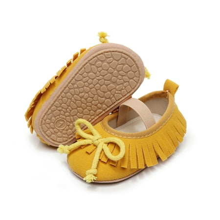 

Loliuicca Baby Girl Dress Flats Soft Soles Cute Bow Tassels Mary Jane Shoes