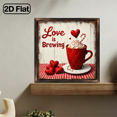 thumbnail image 2 of 2D Flat, 1Pc Wood Frame Sign Love-filled, Red Heart Coffee Cup, Vintage Hand-drawn Style Wall Art Paintings Ideal Gift For Valentine's Day, For Wife, Husband, Beloved, and Family Living Room Bed, 2 of 9