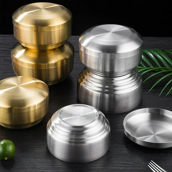 COMPUKAS 1 Set Reusable Bowls Stainless Steel for Heat Retention and Food Storage in Restaurants