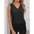 thumbnail image 4 of ANRABESS Women's Textured V Neck Tank Top Summer Work Office Blouses Sleeveless Loose Dressy Tunic Shirts Business Casual Outfits Black L, 4 of 10