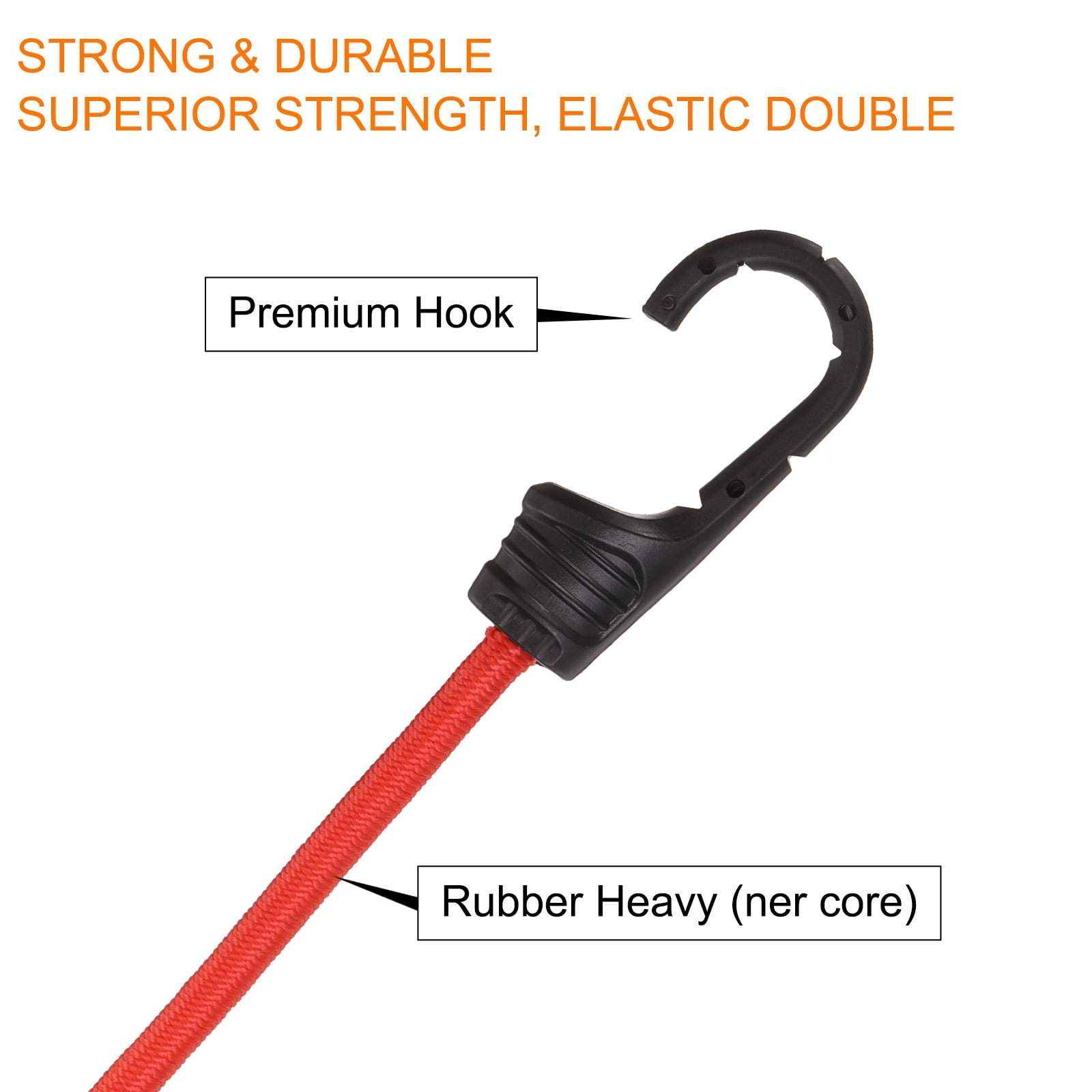 Uxcell 26pcs Bungee Cord with Hooks 18", 24", 32", 48" (4) Tarp Clips (4) Ball Bungee Rubber Bungee Cords