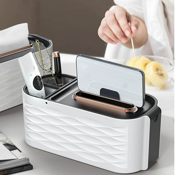 Caja Rectangular de Plástico Gris para Pañuelos de Papel | Dispensador de Pañuelos Faciales para Baño, Hogar, Oficina y Coche | Multifuncional y Elegante | 25 X 11,7 X 10,5 Cm | 1 Unidad