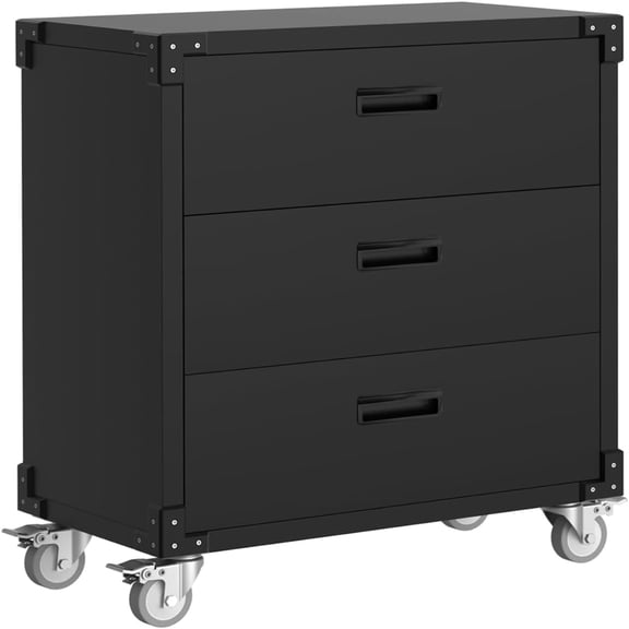 EastVita 3-Drawer Rolling Tool Cabinet - Heavy Duty Garage Storage On Wheels for Warehouse Basement Workshop Black