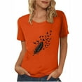 thumbnail image 2 of Neewe Women's Orange Shirt With Day Summer Tops Short Sleeve Crew Neck Shirts Puff Sleeve Casual Tshirts, 2 of 5