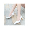 thumbnail image 6 of Frontwalk Womens Heeled Pump Chunky Pumps Slip On Dress Shoes Work Fashion High Heels Women Block White 7.5, 6 of 8