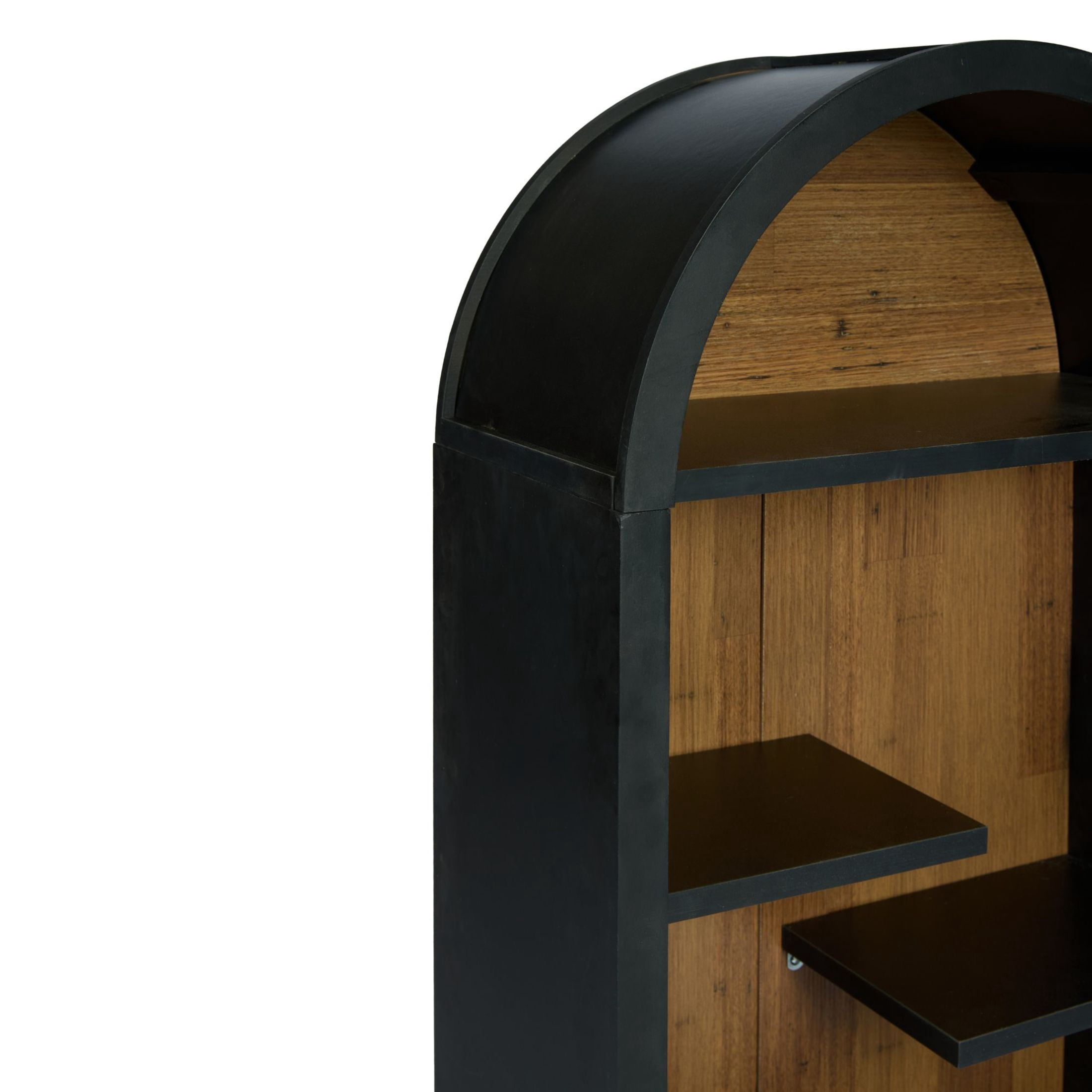 Noble House 4-Tier Arched Top Display Cabinet, Freestanding Accent Display Rack, Black