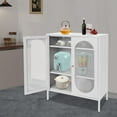 thumbnail image 3 of Kitchen Storage Cabinets 3 Tier Sideboard Buffet Cabinet with Storage 40" Tall Accent Cabinet for Living Room, Bedroom, and Bathroom (Creamy White), 3 of 7