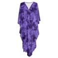 thumbnail image 4 of Xoenoiee Purple Tie Dye Print Plus Size Kaftan Dress for Women Casual Caftan Bathing Swim Cover Up V Neck Boho Maxi Beach Dress Lightweight Loungewear, 4 of 7