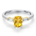 thumbnail image 3 of Gem Stone King 925 Silver and 10K Yellow Gold Yellow Citrine and Lab Grown Diamond Engagement Ring for Women | 0.95 Cttw | Oval 7X5MM | Gemstone November Birthstone | Size 7, 3 of 6