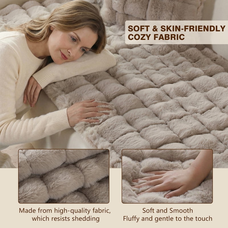 OHSIO Couch Cover for Pets, Non-Slip Fuzzy Sofa Slipcover, Washable Soft Sofa Protector for Couch Sofa and Sectional (Light Brown, 27.6'' x 70.8'')