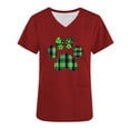 thumbnail image 4 of lcziwo Womens 2025 Happy St. Patrick's Day Scrub Tops Short Sleeve Shamrock Graphic Tees Nurse Uniform T Shirt with Pocket Red XL Back to College Sale, 4 of 7