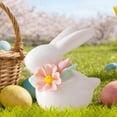 thumbnail image 5 of SLYNSHome Ceramic Rabbit Figurines Easter Pink Bunny Flowers Decorations for Home, Tabletop Ornament, 5 of 7