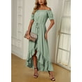 thumbnail image 2 of Asyoly Womens Dresses Off Shoulder Maxi Dresses Short Sleeve High Low Ruffle Evening Party Dress Solid Cocktail Skater Dresses, 2 of 6