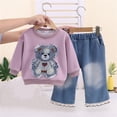 thumbnail image 4 of LvhaoGJOB Little Kids Girls 2-Piece Outfit Set - Multi-Pocket, Fleece Lined, Elastic Waist, 4 of 6