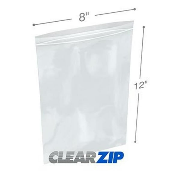 International Plastics CZ20812 8 x 12 in. ClearZip Lock Bags, 0.002 Gauge - Case of 1000