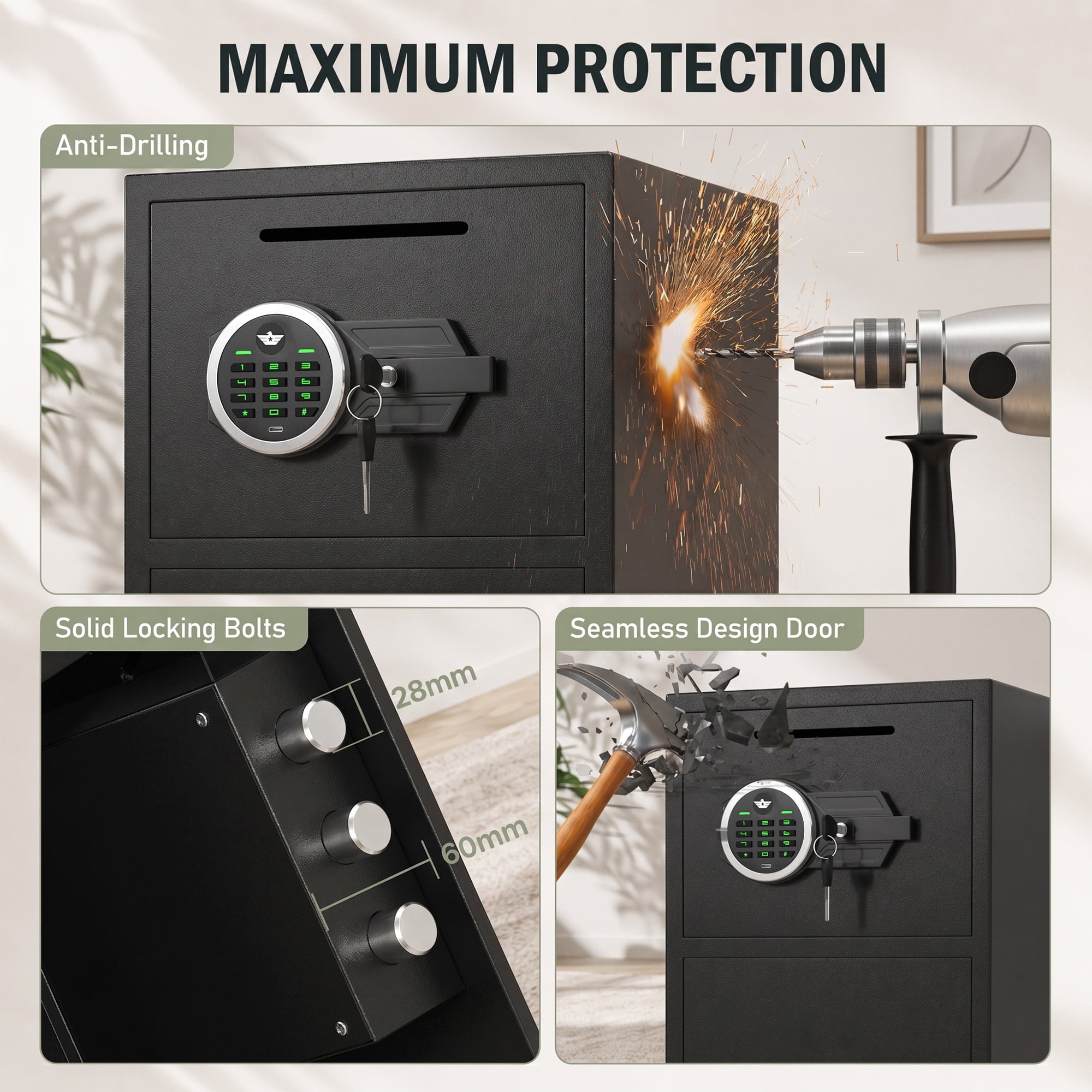 Silkight 6.5 Cu ft Large Safe Box, Money Safe with Adjustable Shelf and LED Light, Digital Keypad, Home Safes with Deposit Slot & Dual Alarm System