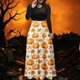 thumbnail image 5 of LEKWK Halloween Dresses for Women Graphic Print Long Sleeve Maxi Dress Crewneck Vintage Funny Holiday Party Cosplay Medieval Dress, 5 of 6