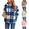 thumbnail image 5 of Womens Oversized Sherpa Pullover Hoodies 1/4 Zip Fuzzy Fleece Sweatshirt Plaid Fluffy Outerwear with Pockets, 5 of 5
