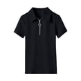 thumbnail image 3 of Gibobby Blusas Termicas Dama Mujeres Cremallera Casual Camisas diarias Cuello en V Manga corta Camiseta Tops Túnica Blusa delgada（Negro， M), 3 of 5