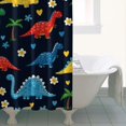 thumbnail image 4 of Dark Cartoon Dinosaurs Flowers Hearts Palm Trees Pattern Shower Curtain 36"x72" ,Bathroom Decorative Shower Curtains Set with 12 Hooks,Modern Waterproof Washable Shower Curtain, 4 of 6