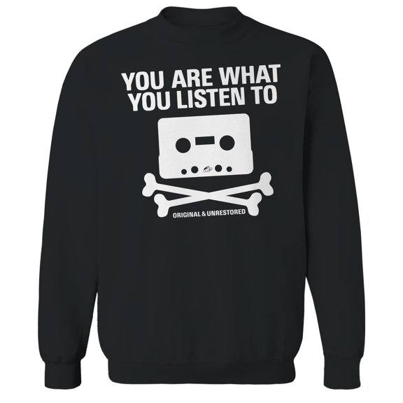 Original & Unrestored Listen Graphic Black Men's Cotton Pullover Sweatshirt
