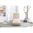 thumbnail image 2 of Power Massage Chaise Lounge Chair with 140° Backrest and Side Pocket, Long Lounger Armless Upholstered Chaise with Metal Legs for Office Living Room, Beige, 2 of 9