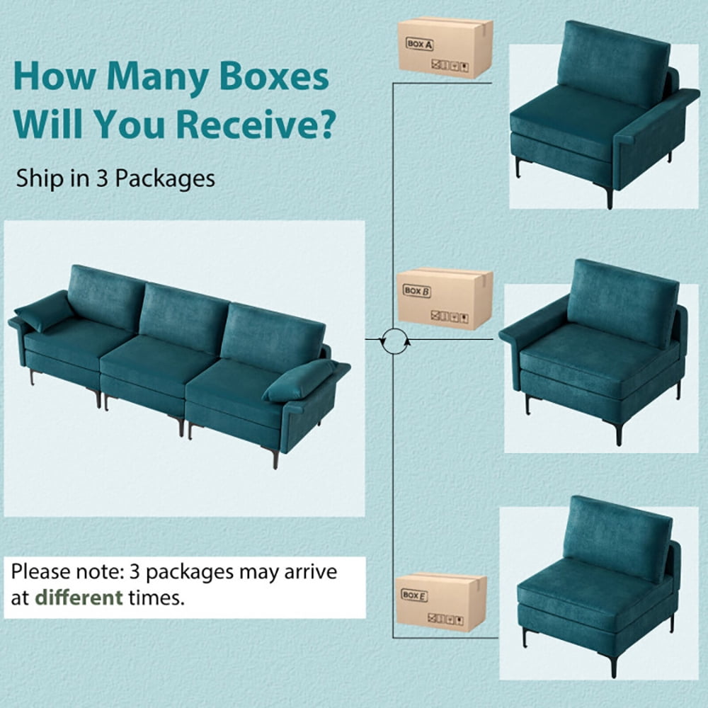 Finihen Sectional Sofa Couch, 3-Seat Sofa, Large 3-Seat Sofa Sectional with Metal Legs for 3-4 people, for Living Room, Bedroom, Peacock Blue Finihen Sectional Sofa Couch, 3-Seat Sofa, Large 3-Seat Sofa Sectional with Metal Legs for 3-4 people, for Living Room, Bedroom, Peacock Blue