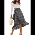 thumbnail image 3 of Falda Midi con Abertura y Volantes en el Bajo, con Nudo y Estampado Floral Bohemio para Mujer Negro S, 3 of 9