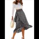 thumbnail image 3 of Falda Midi con Abertura y Volantes en el Bajo, con Nudo y Estampado Floral Bohemio para Mujer Negro XL, 3 of 9