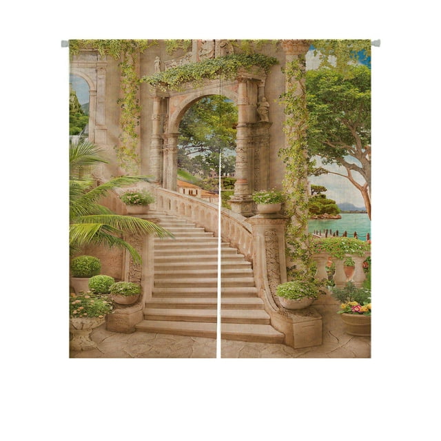 ABPHQTO Escaleras cerca del arco japonés Noren cortina puerta ventana tratamiento cortinas 105x120 cm