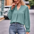 thumbnail image 7 of Brglopf Womens Swiss Dot Blouse V Neck Long Sleeve Flowy Shirts Solid Color Casual Loose Cute Tops Babydoll Shirts, 7 of 7