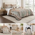 thumbnail image 6 of Full Quilt Set 78''x90'', Orange Grey Forest Lightweight Summer Bedspread Coverlet Set with 2 Pillow Shams, Grey Modern Art Oil Painting Breathable All Season Quilt Bedding for Bedroom/Guest Room, 6 of 9