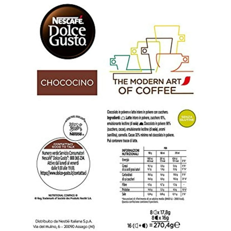 Dolce Gusto Cápsulas Chococino para la máquina Dolce Gusto de Nescafé (caja  de 6 paquetes; 96 cápsulas en total)