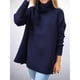 thumbnail image 4 of Suéteres de Cuello Alto de Gran Tamaño para Mujer, Larga de Murciélago, Dobladillo Abierto, Túnica, Suéter de Punto, Tops Azul Real L, 4 of 7