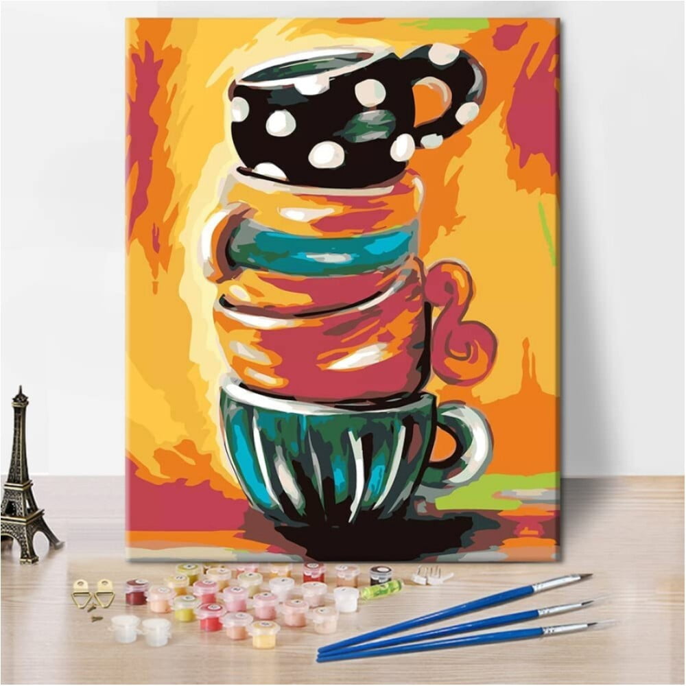 TISHIRON Paint by Numbers for Adults,16x20 inch Canvas Wall Art Coffee