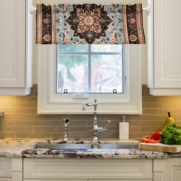 Retro Pattern Mandala Curtain Valances Farmhouse Design Window Treatment Decor Blackout Rod Pocket for Windows Living Room Kitchen 54" x 18"