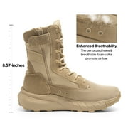 NORTIV 8 Men's Breathable Tactical Military Work Boots Side Zipper Leather Lightweight Hiking Motorcycle Combat Boots 8 Inches