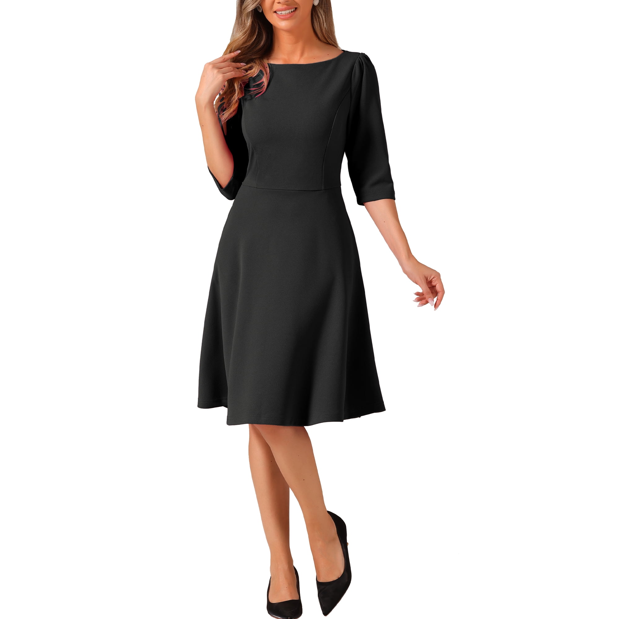 Black midi work dress online