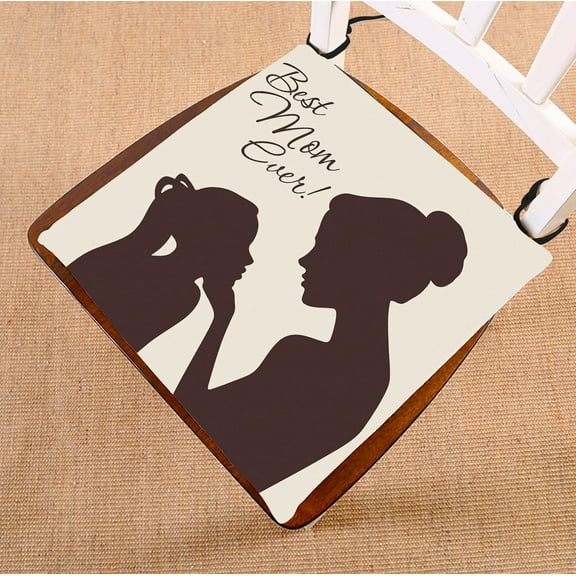 ABPHQTO Mother Daughter Silhouettes Best Mom Ever Chair Pad Seat Cushion Chair Cushion Floor Cushion Two Sides Printing 16x16 Inch